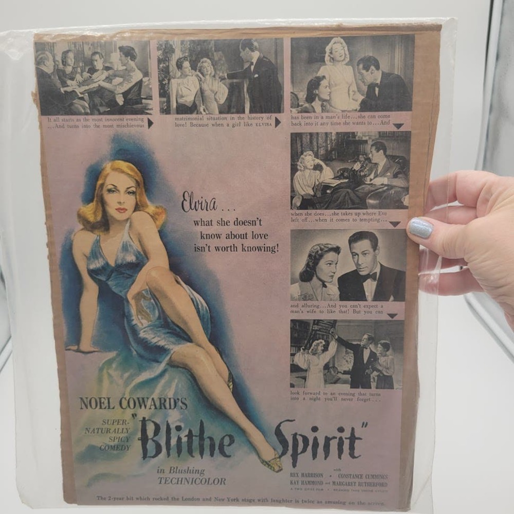 Noel Cowards Super Naturally Spicy Comedy Blithe Spirit Movie Advert 1946‎